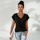 🎉Sonderpreis🎉👚Lässiges T-Shirt mit kurzen Ärmeln und eleganten Falten am V-Ausschnitt