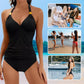 Damen-Sexy-Neckholder-Badeanzug mit Raffung