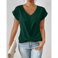 🎉Sonderpreis🎉👚Lässiges T-Shirt mit kurzen Ärmeln und eleganten Falten am V-Ausschnitt