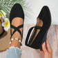 Kostenloser Versand beim Kauf von 2 Stück💃Elegante feste Farbe elastische Riemen niedrige Keilschuhe