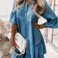 👗Sommerkleid mit Rüschenbesatz und V-Ausschnitt – Leichter Denim-Look