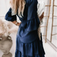 👗Sommerkleid mit Rüschenbesatz und V-Ausschnitt – Leichter Denim-Look
