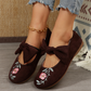 Lässige flache Slip-On-Schuhe mit Stickerei für Damen