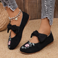 Lässige flache Slip-On-Schuhe mit Stickerei für Damen