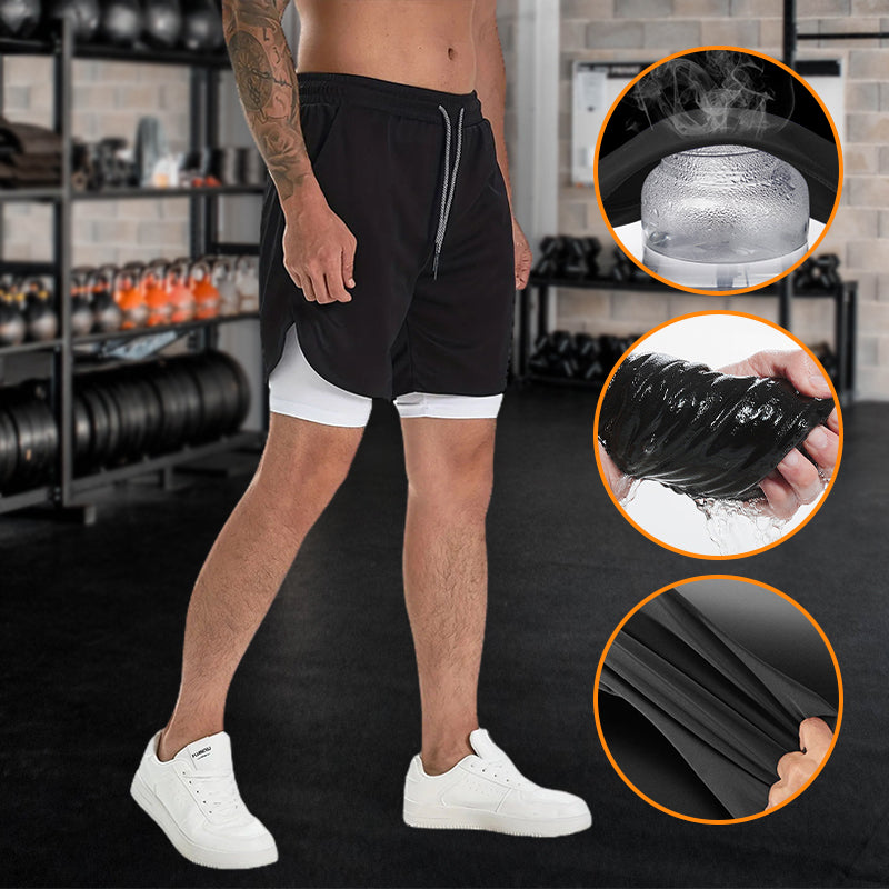 Professionelle doppellagige Sportshorts mit mehreren Taschen für Herren