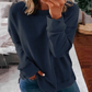 Damen Herbst- und Winteroberteile, lockeres, einfarbiges Langarm-T-Shirt