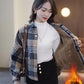 Karierte Hemdjacke aus Samt im koreanischen Stil