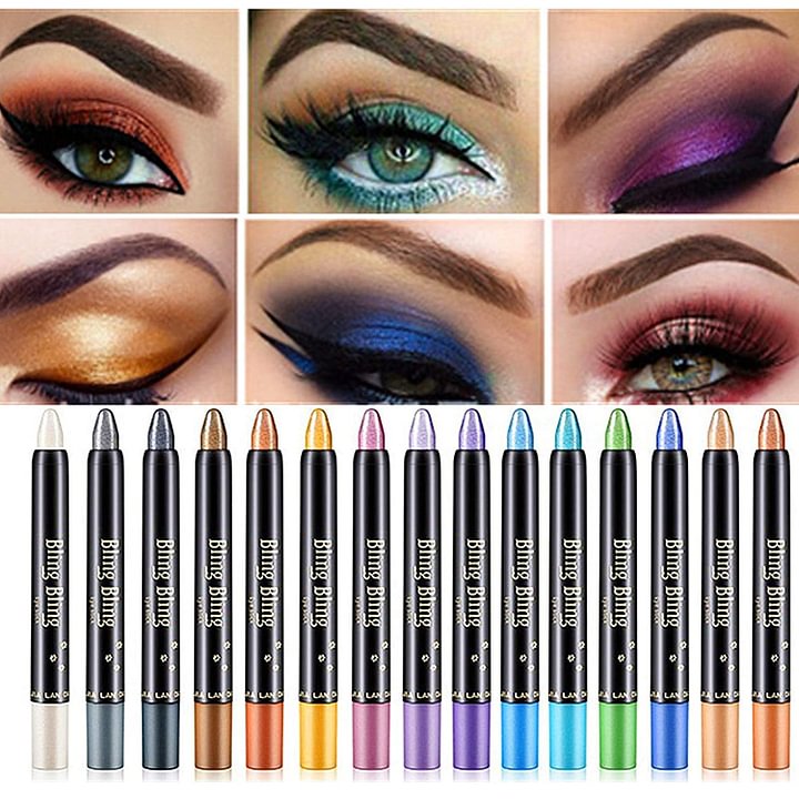 14 Farben Hochleistungs-Highlighter Lidschatten Bleistift Wasserdichter Glitter Augen Schatten Eyeliner Stift