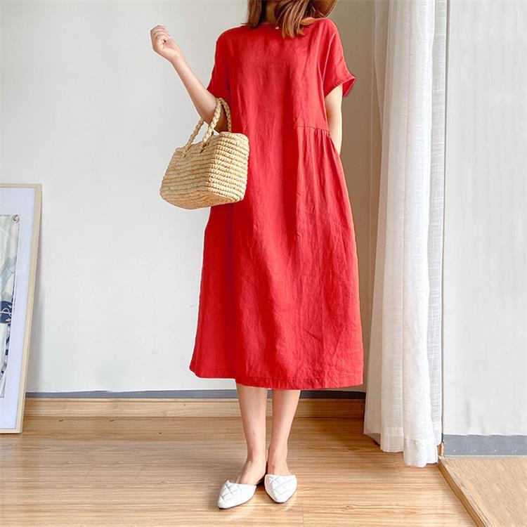 Kleid aus Leinen und Baumwolle im japanischen Stil