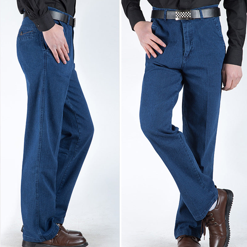 Herrenjeans mit hoher Taille und gerader Passform