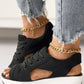 Neue Muffin-Sandalen mit Kontrastnähten und Hohlriemen