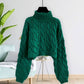 Damen Rollkragenpullover mit Zopfmuster Grün - Tolles Geschenk
