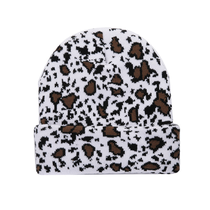 [Warmes Geschenk] Unisex Kuhdruck & Leopardendruck Strickmütze warm