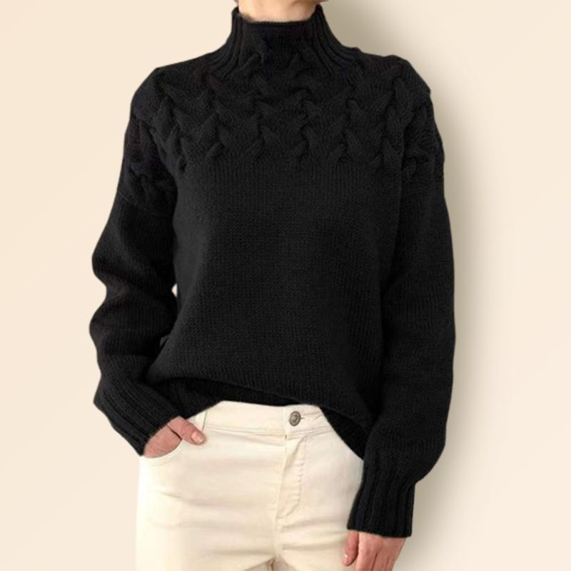 Damen-Rollkragenpullover mit Strickmuster